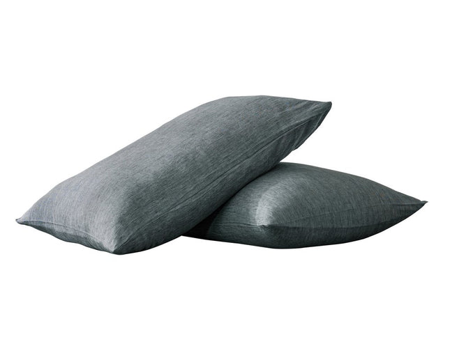 Set of Two Slate Gray Linen Pillowcases