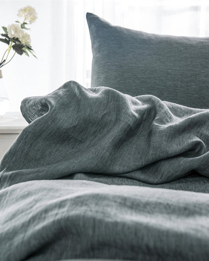 Set of Two Slate Gray Linen Pillowcases