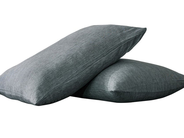 Set of Two Slate Gray Linen Pillowcases