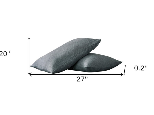Set of Two Slate Gray Linen Pillowcases