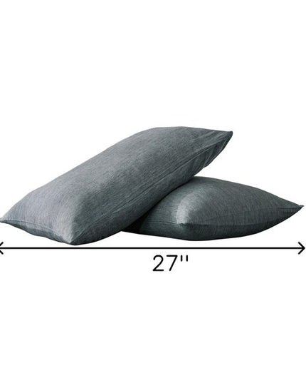 Set of Two Slate Gray Linen Pillowcases