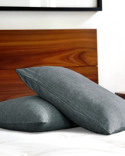 Set of Two Slate Gray Linen Pillowcases