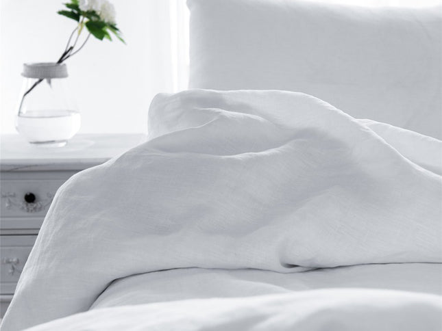 Set of Two White Linen King Pillowcases