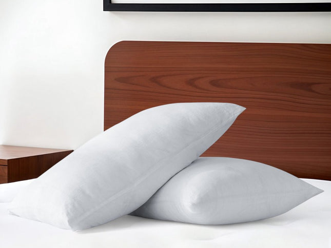 Set of Two White Linen King Pillowcases