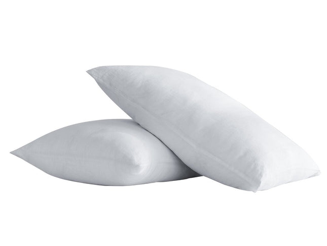 Set of Two White Linen King Pillowcases