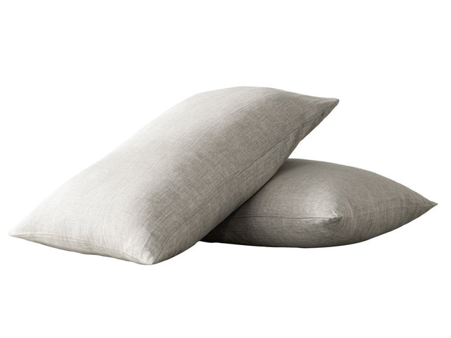 Set of Two Light Gray Linen King Pillowcases