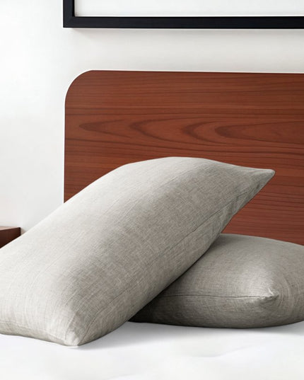 Set of Two Light Gray Linen King Pillowcases