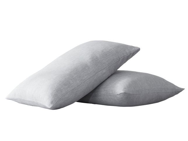 Set of Two Light Gray Linen King Pillowcases