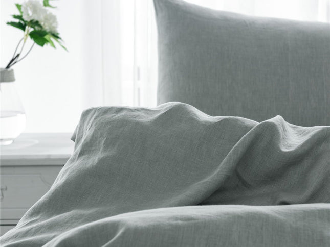 Set of Two Light Gray Linen King Pillowcases