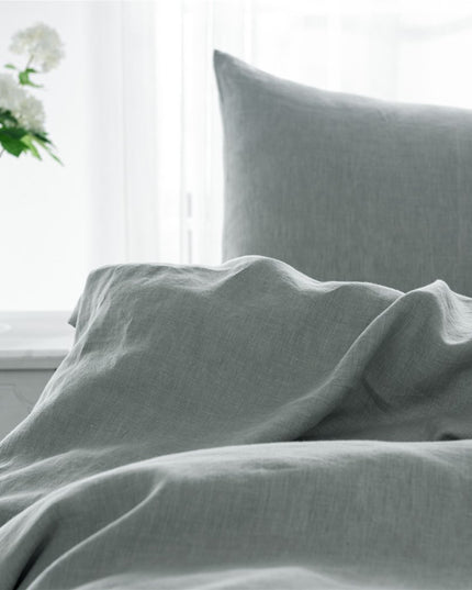 Set of Two Light Gray Linen King Pillowcases