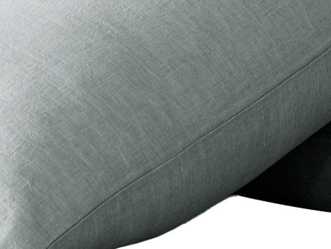 Set of Two Light Gray Linen King Pillowcases