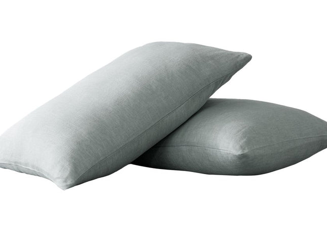 Set of Two Light Gray Linen King Pillowcases