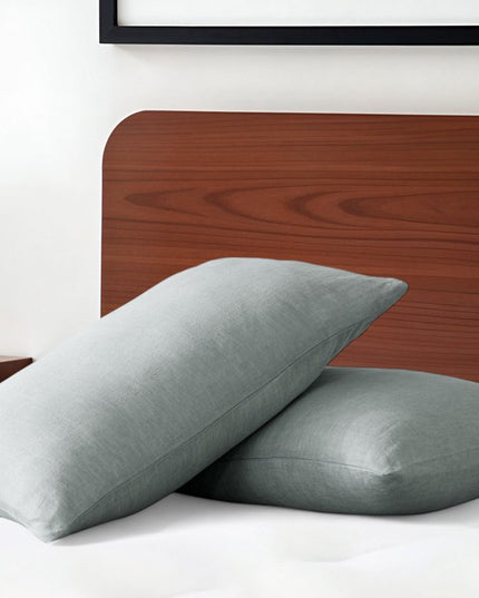 Set of Two Light Gray Linen King Pillowcases