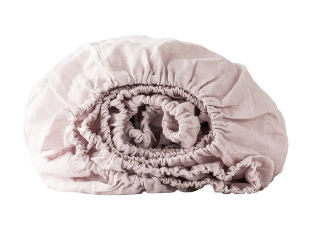 Light Pink Linen Twin Fitted Sheet
