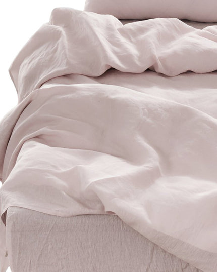 Four Piece Light Pink Linen Twin Sheet Set