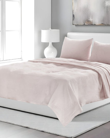 Four Piece Light Pink Linen Twin Sheet Set