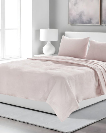 Four Piece Light Pink Linen King Sheet Set