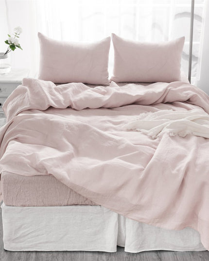 Four Piece Light Pink Linen King Sheet Set