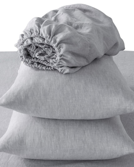 Four Piece Light Pink Linen Twin Sheet Set