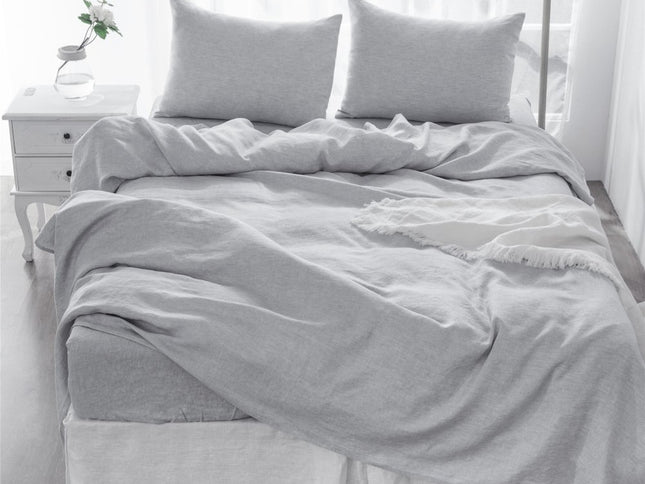 Four Piece Light Pink Linen Twin Sheet Set