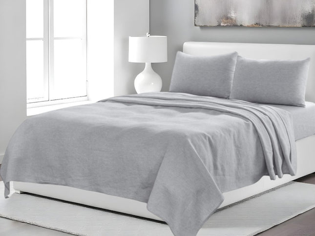 Four Piece Light Pink Linen Twin Sheet Set