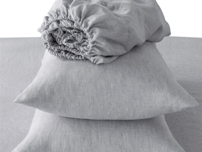 Four Piece Light Gray Linen King Sheet Set