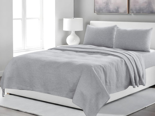 Four Piece Light Gray Linen King Sheet Set