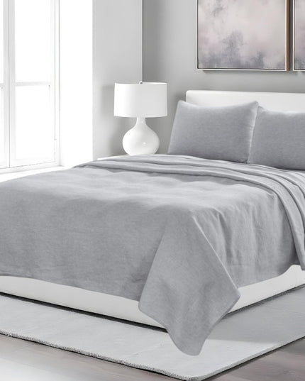 Four Piece Light Gray Linen King Sheet Set