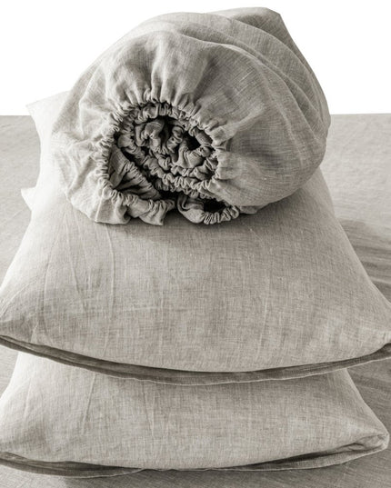 Four Piece Light Gray Linen King Sheet Set