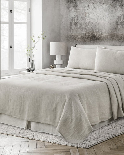 Four Piece Light Gray Linen King Sheet Set