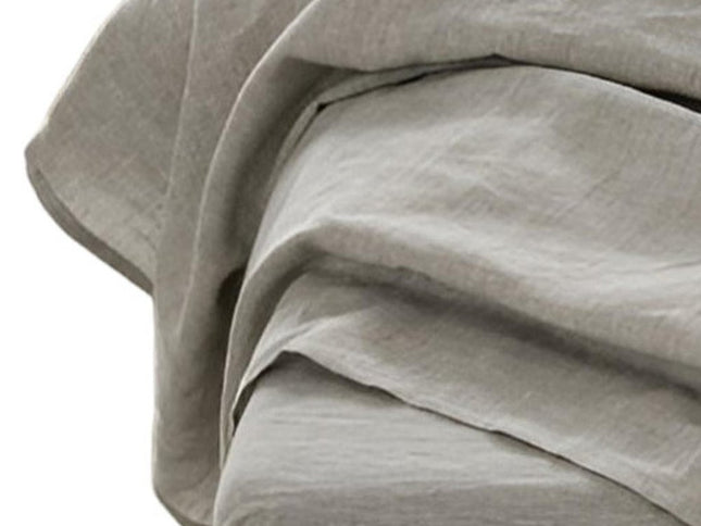 Four Piece Light Gray Linen King Sheet Set