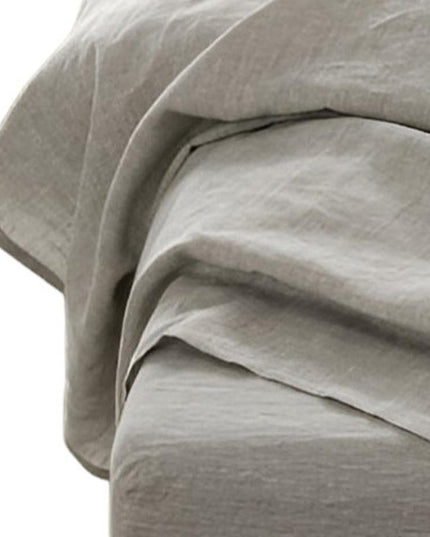 Four Piece Light Gray Linen King Sheet Set