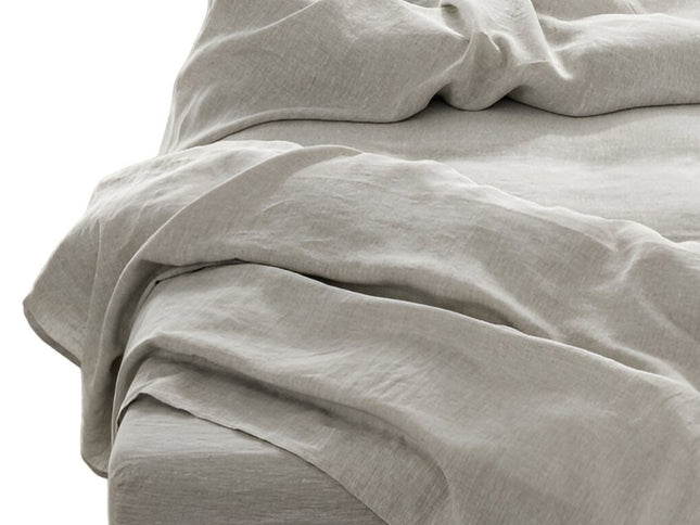 Four Piece Light Gray Linen King Sheet Set