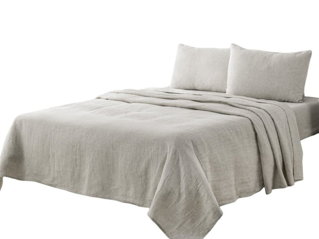Four Piece White Linen Sheet Set