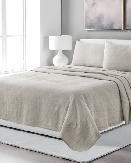 Four Piece White Linen Sheet Set