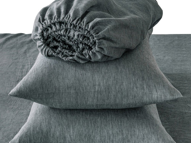 Four Piece Light Gray Linen King Sheet Set