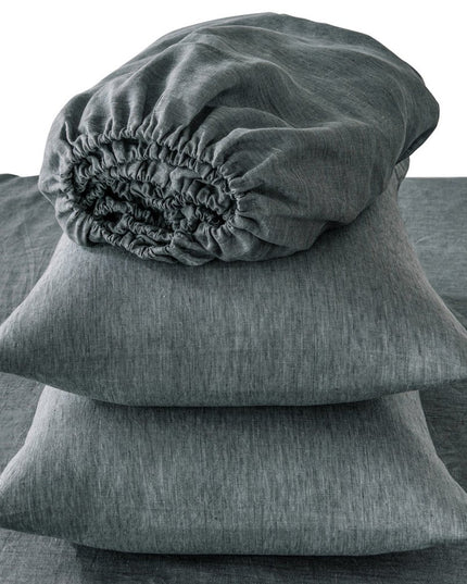 Four Piece Light Gray Linen King Sheet Set