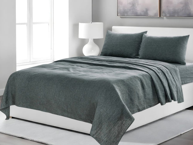 Four Piece White Linen Sheet Set