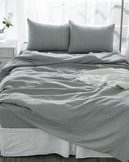 Four Piece Blue Linen Twin Sheet Set