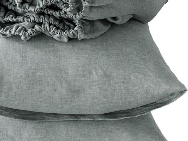 Four Piece Blue Linen Twin Sheet Set