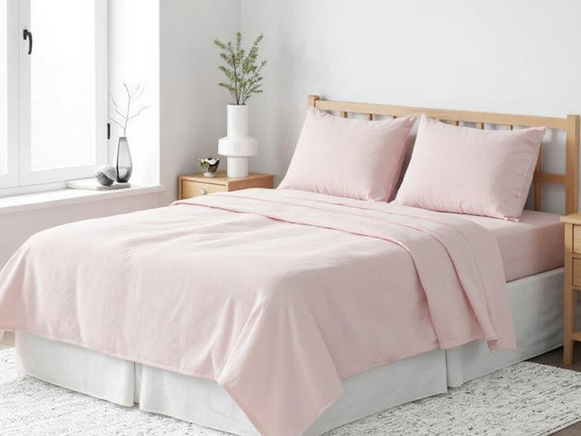 Light Pink Linen Full Double Flat Sheet