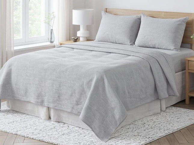 Light Pink Linen Twin Flat Sheet