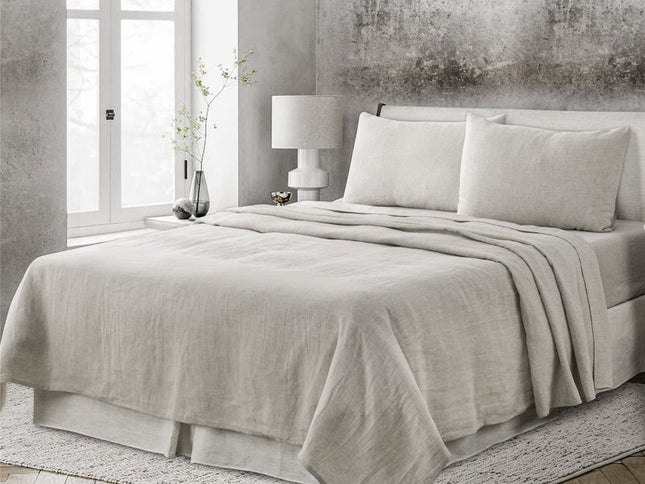 Light Pink Linen Twin Flat Sheet