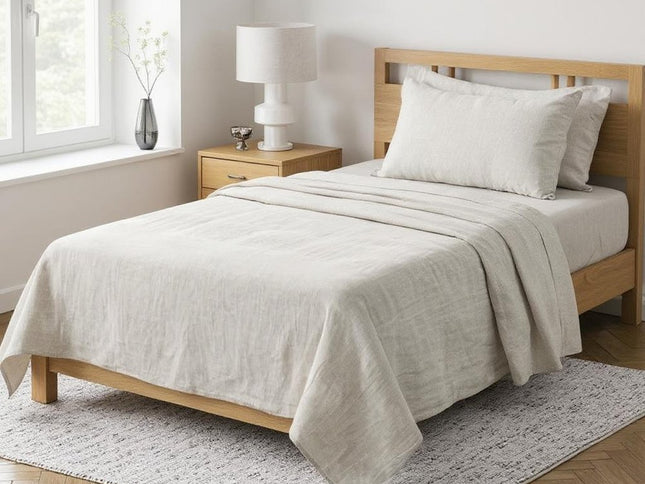 Light Pink Linen Twin Flat Sheet