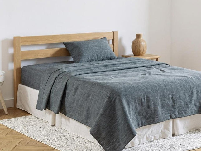 Slate Gray Linen Twin Flat Sheet