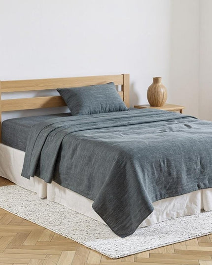 Slate Gray Linen Twin Flat Sheet