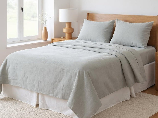 Light Pink Linen Twin Flat Sheet