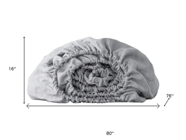 Slate Gray Linen King Fitted Sheet