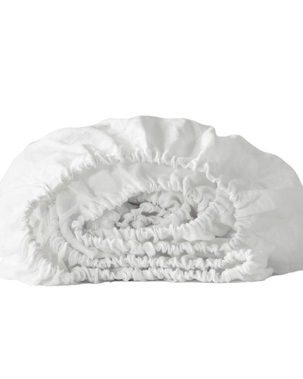 Ivory Linen Twin Fitted Sheet