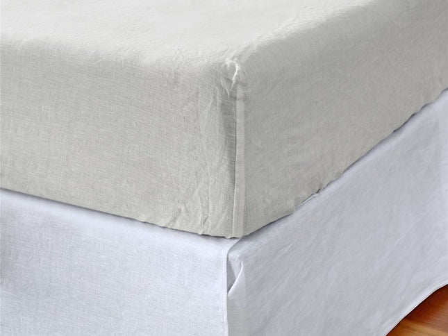 Ivory Linen Twin Fitted Sheet